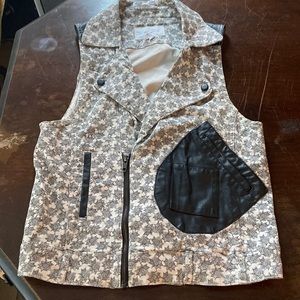 BCBG Sleeveless Zip Vest with faux leather